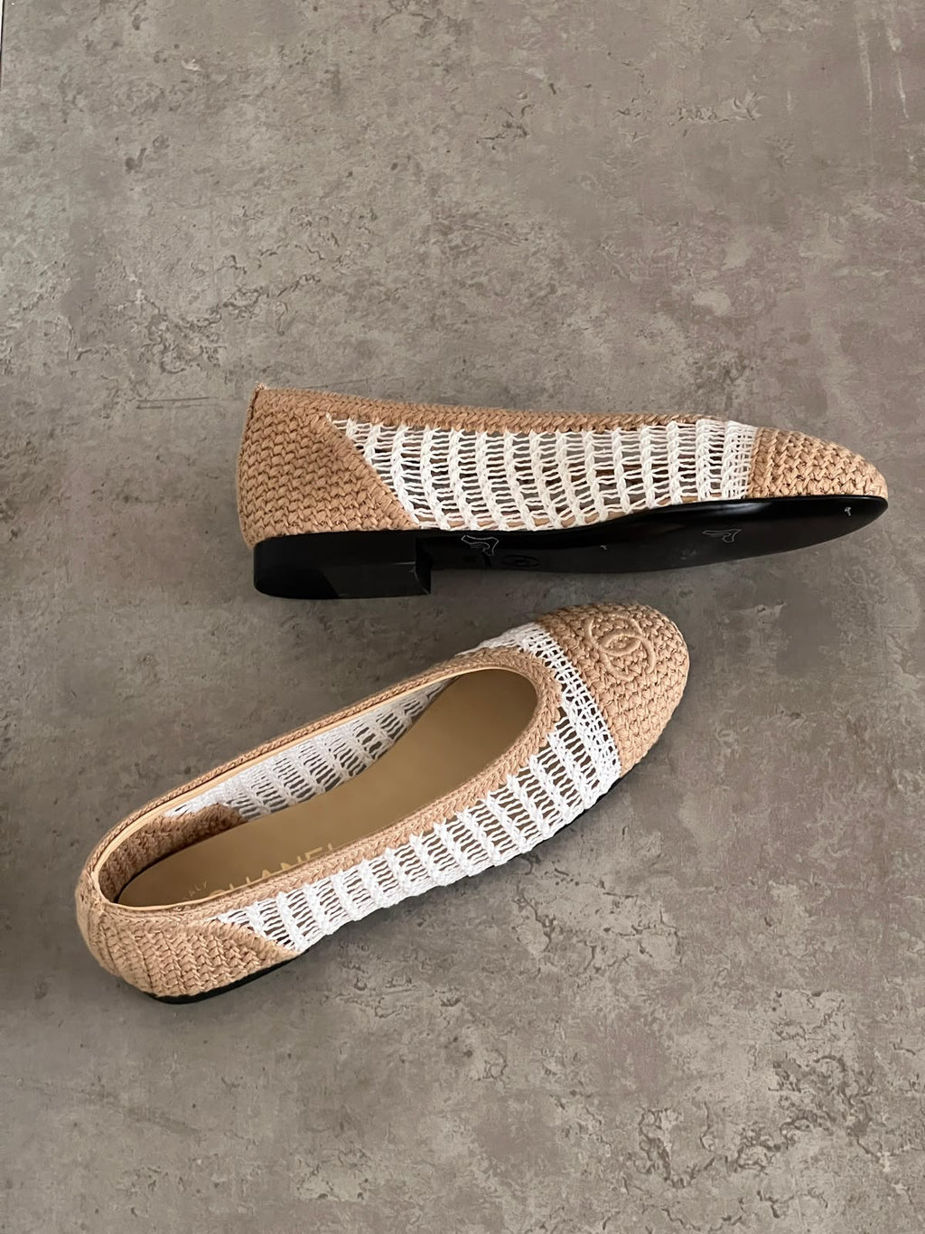 Chanel Raffia Cap Toe Ballerina Flats - 2