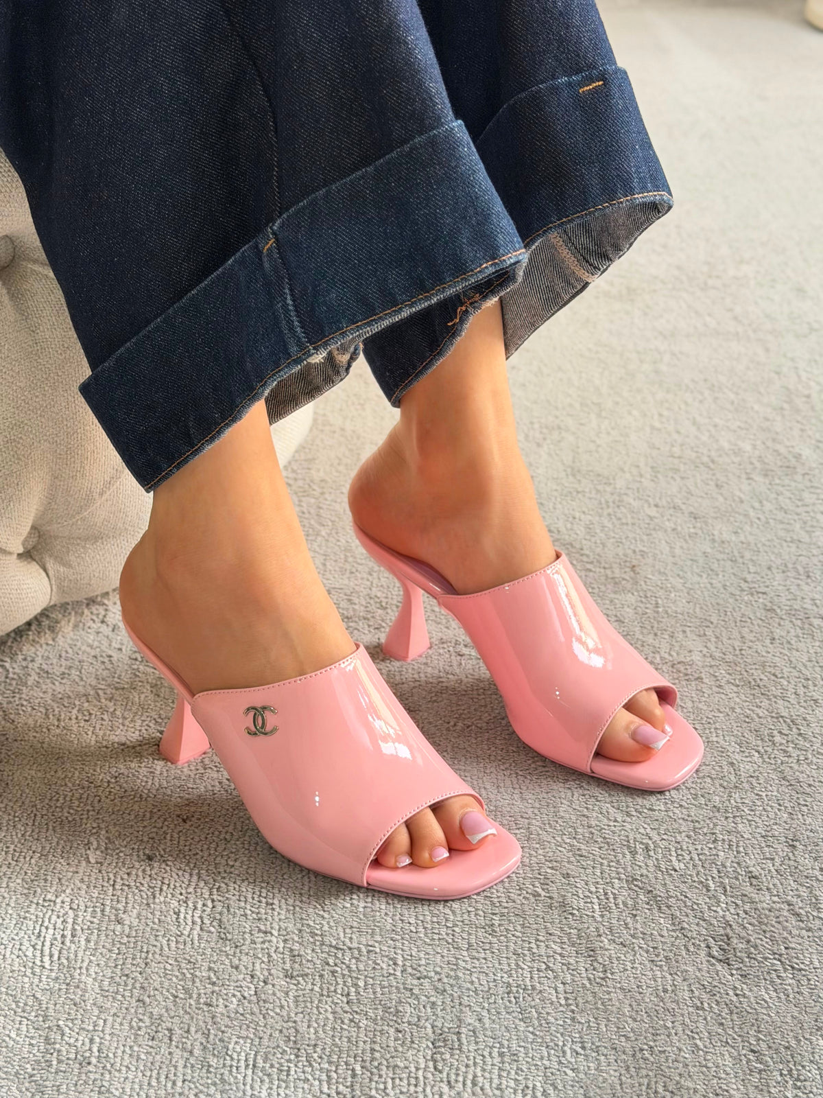 Chanel Patent Calfskin Heeled Mules - 4