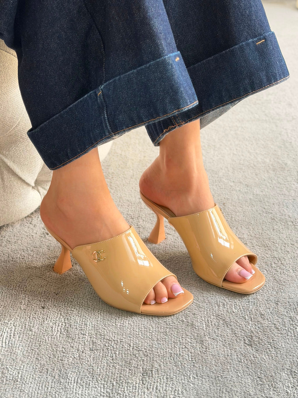 Chanel Patent Calfskin Heeled Mules - 3
