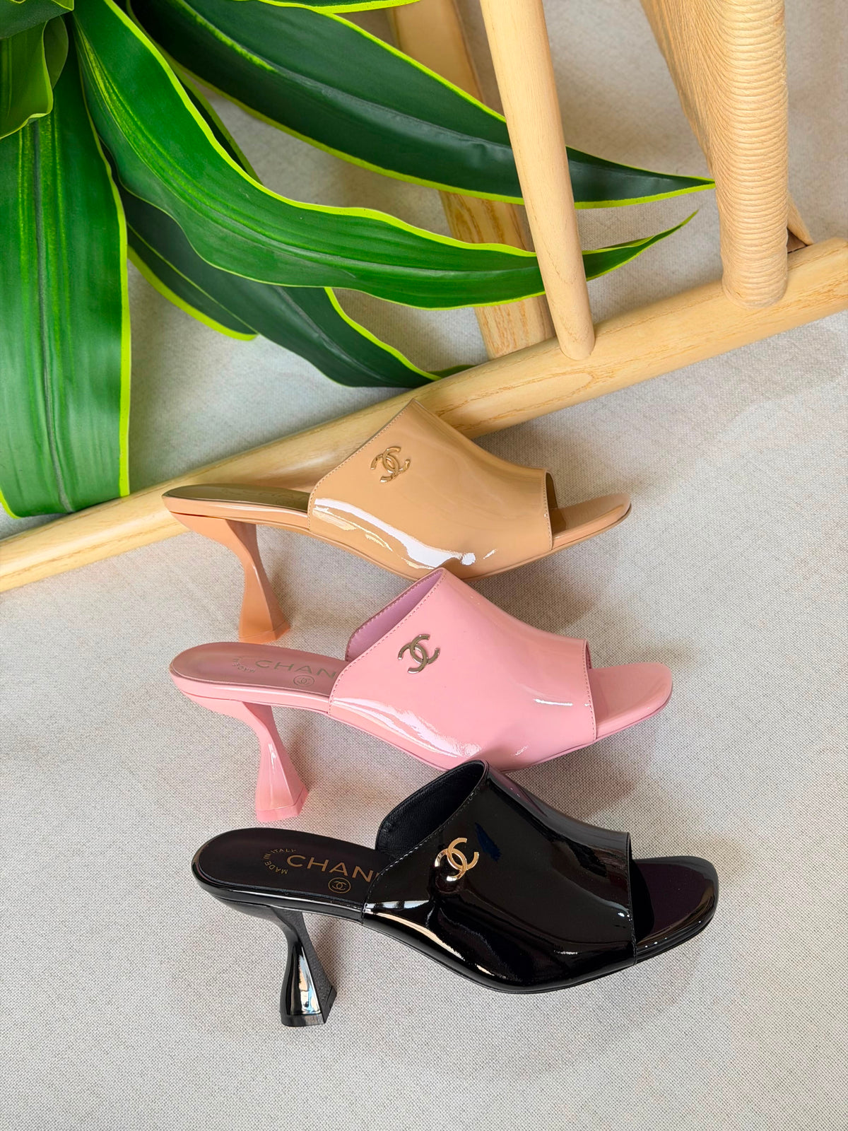 Chanel Patent Calfskin Heeled Mules