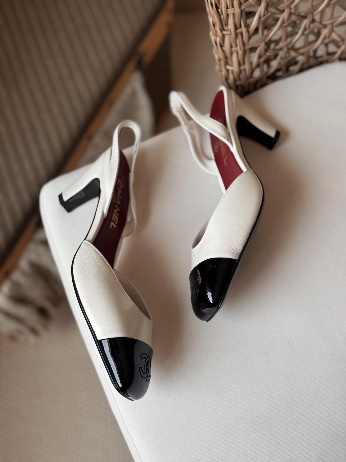 Chanel Lambskin & Patent Calfskin Slingbacks - 5