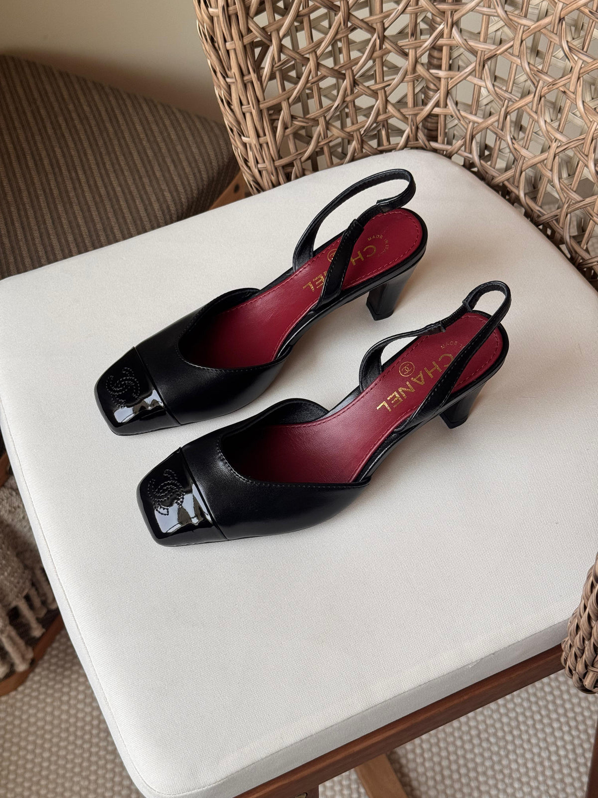 Chanel Lambskin & Patent Calfskin Slingbacks - 6