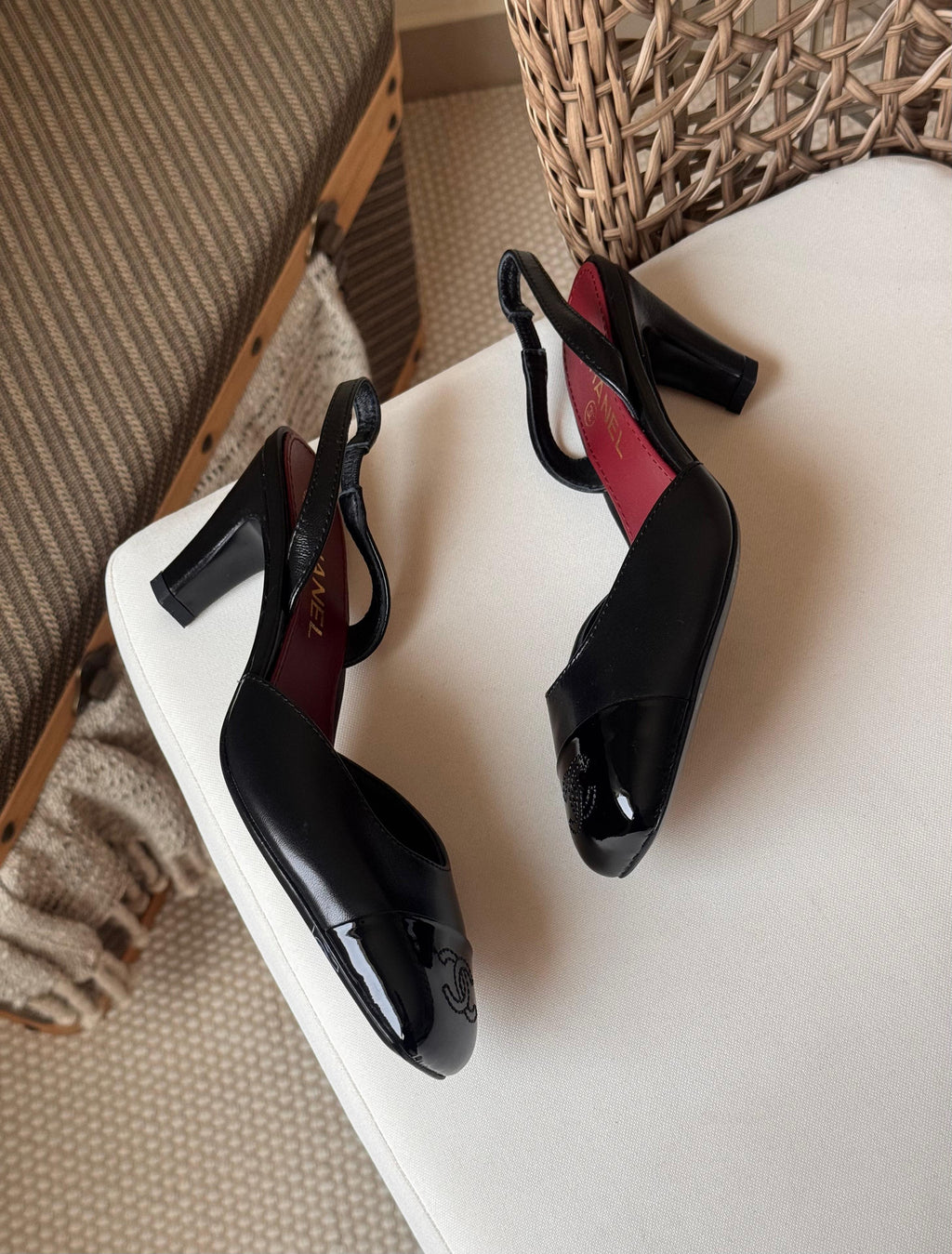 Chanel Lambskin & Patent Calfskin Slingbacks - 4