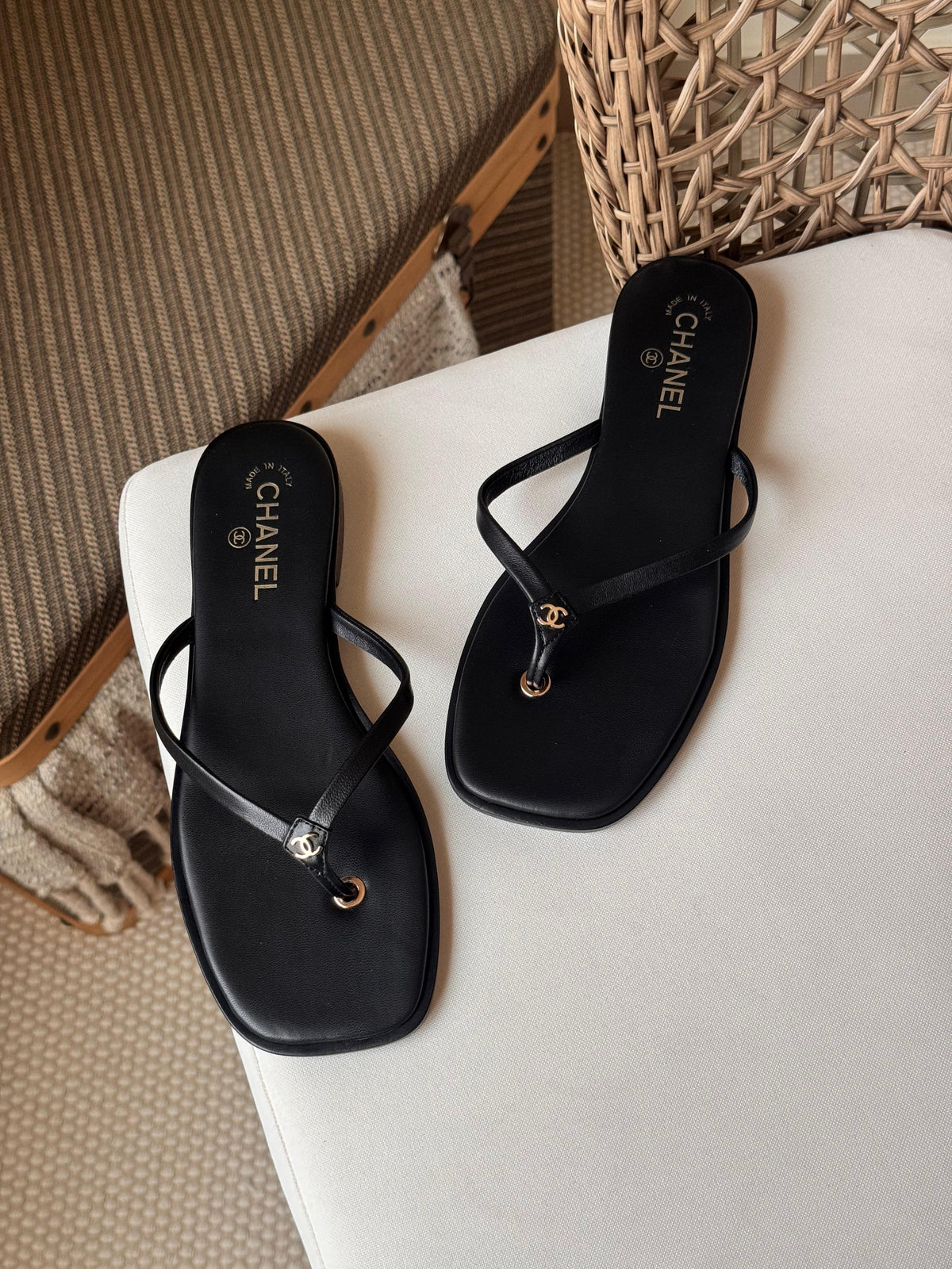 Chanel Goatskin CC Times Square Thong Sandals - 6