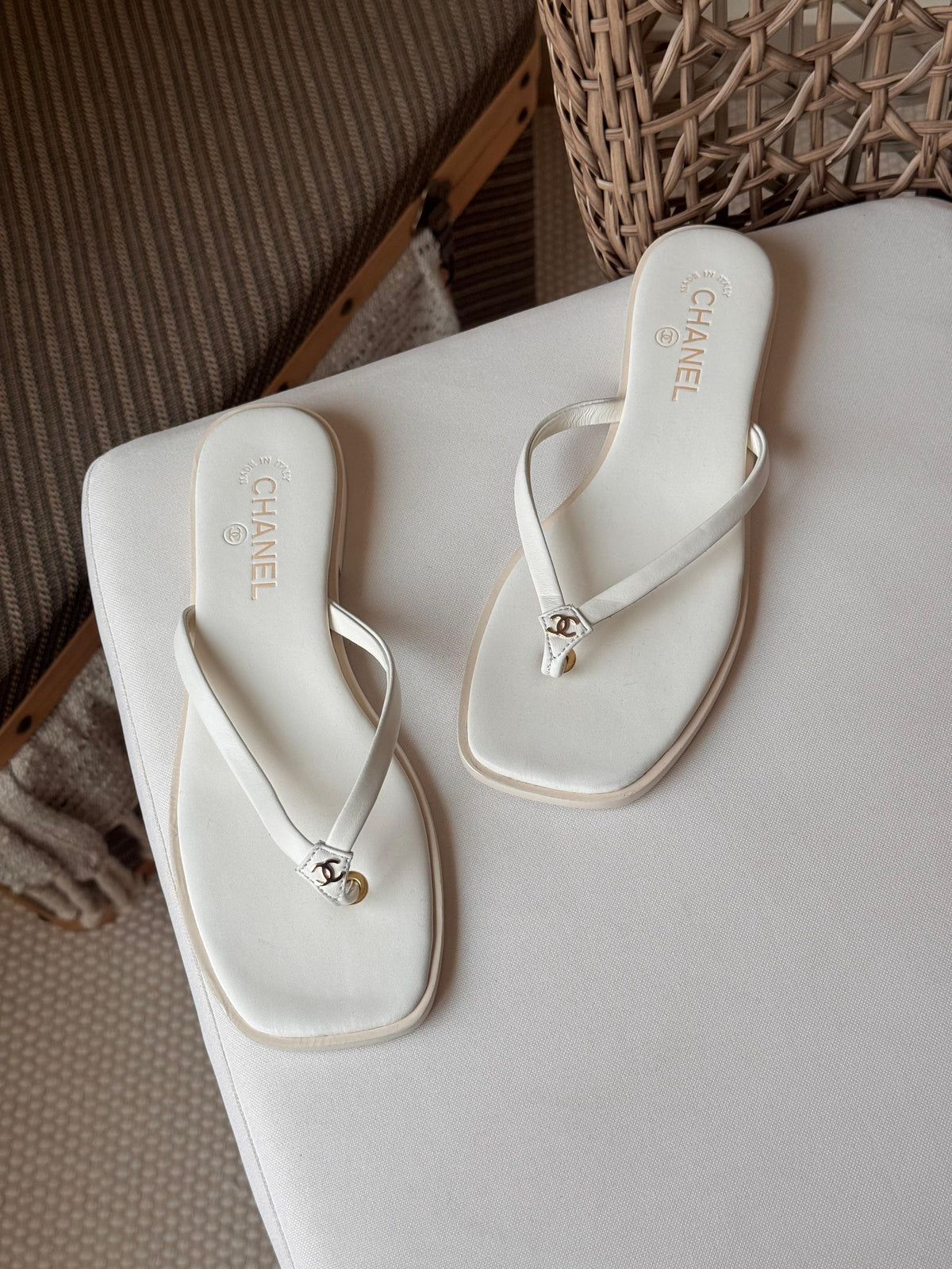 Chanel Goatskin CC Times Square Thong Sandals - 5