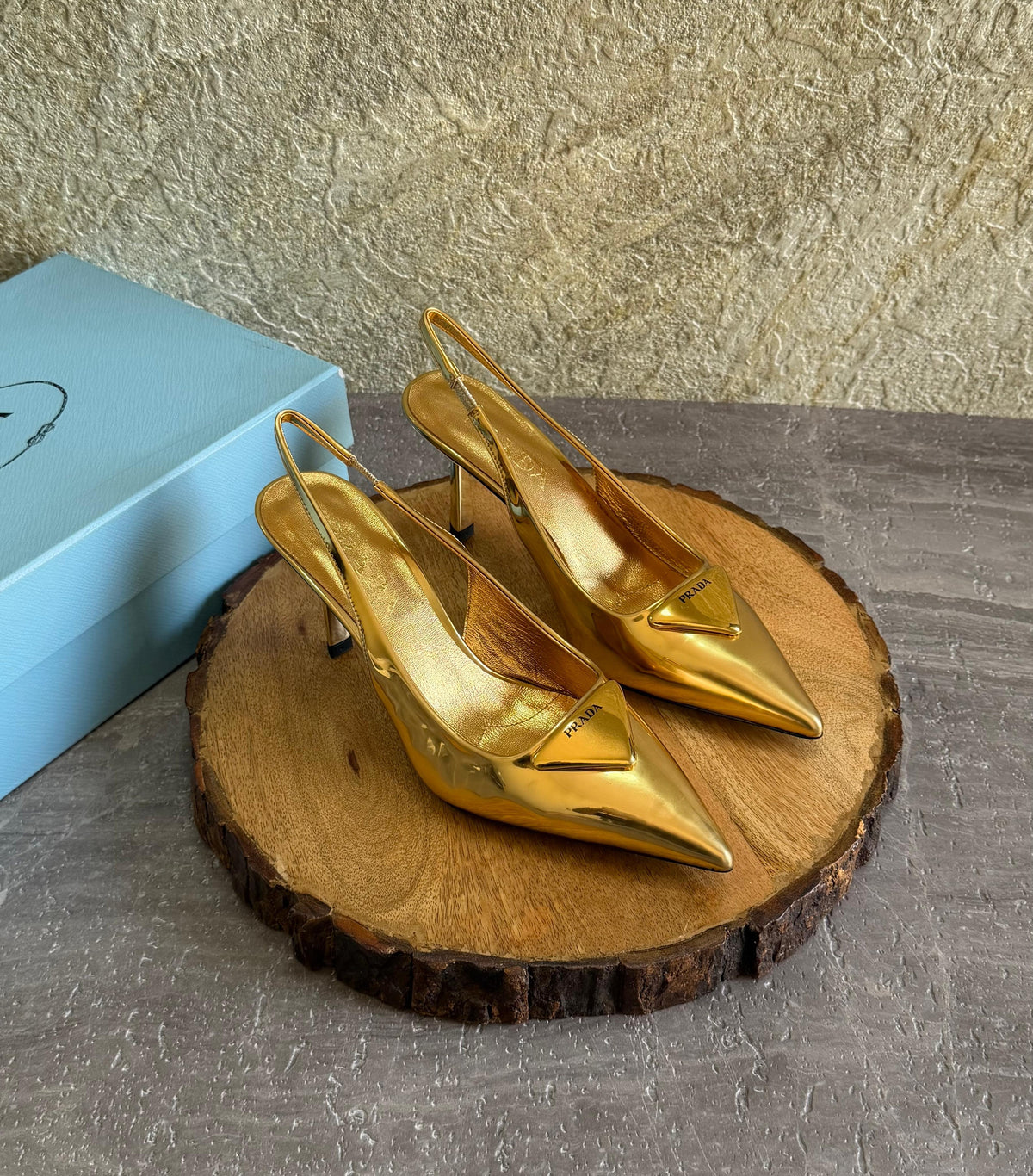 Prada Brushed Leather Slingback Pumps - 7