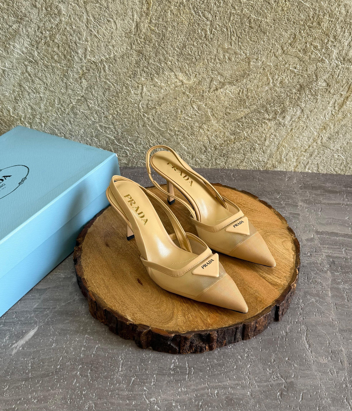 Prada Mesh Fabric Slingback Pumps - 5