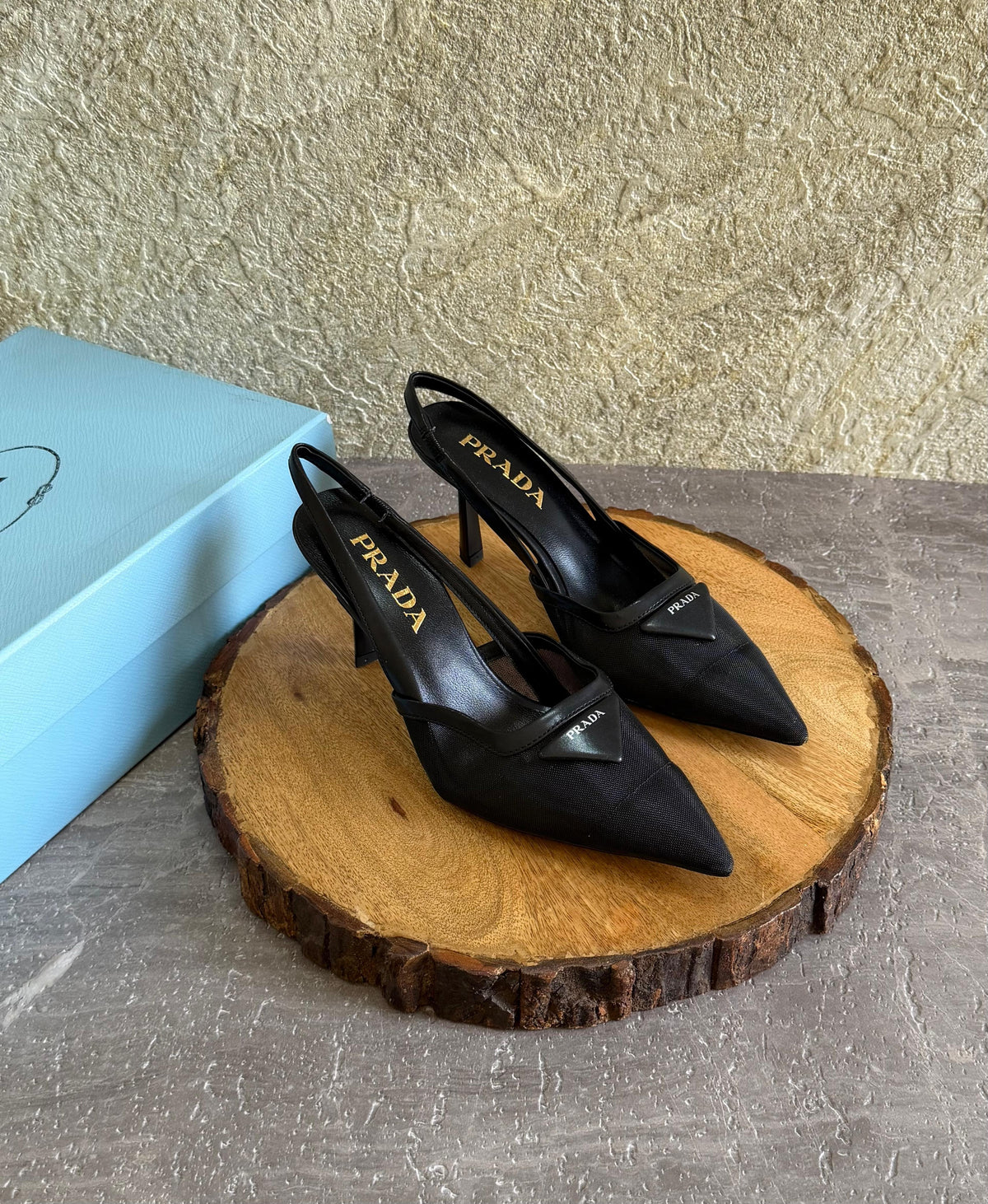 Prada Mesh Fabric Slingback Pumps - 4