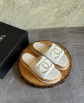 Chanel White Terrycloth Slide Sandal