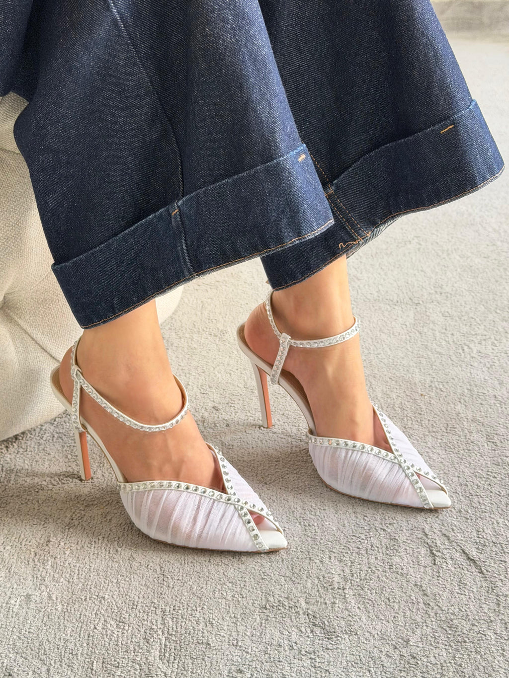Andrea Wazen Katy 105 Crystal Sandals - 7