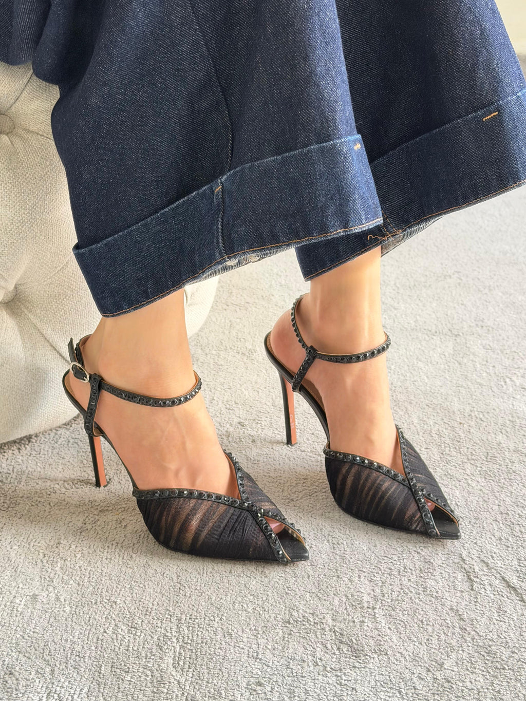 Andrea Wazen Katy 105 Crystal Sandals - 6