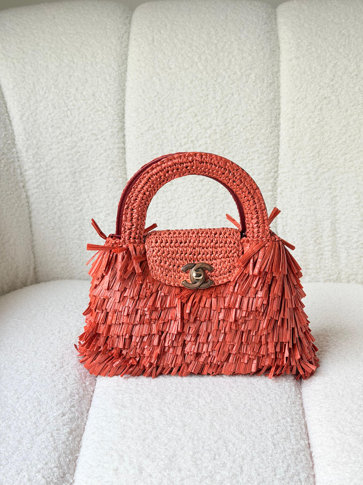 Chanel Raffia Fringe Nano Kelly Shopper Bag - 2