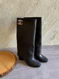 Chanel Fold-Over Turnlock CC Knee-High Boot
