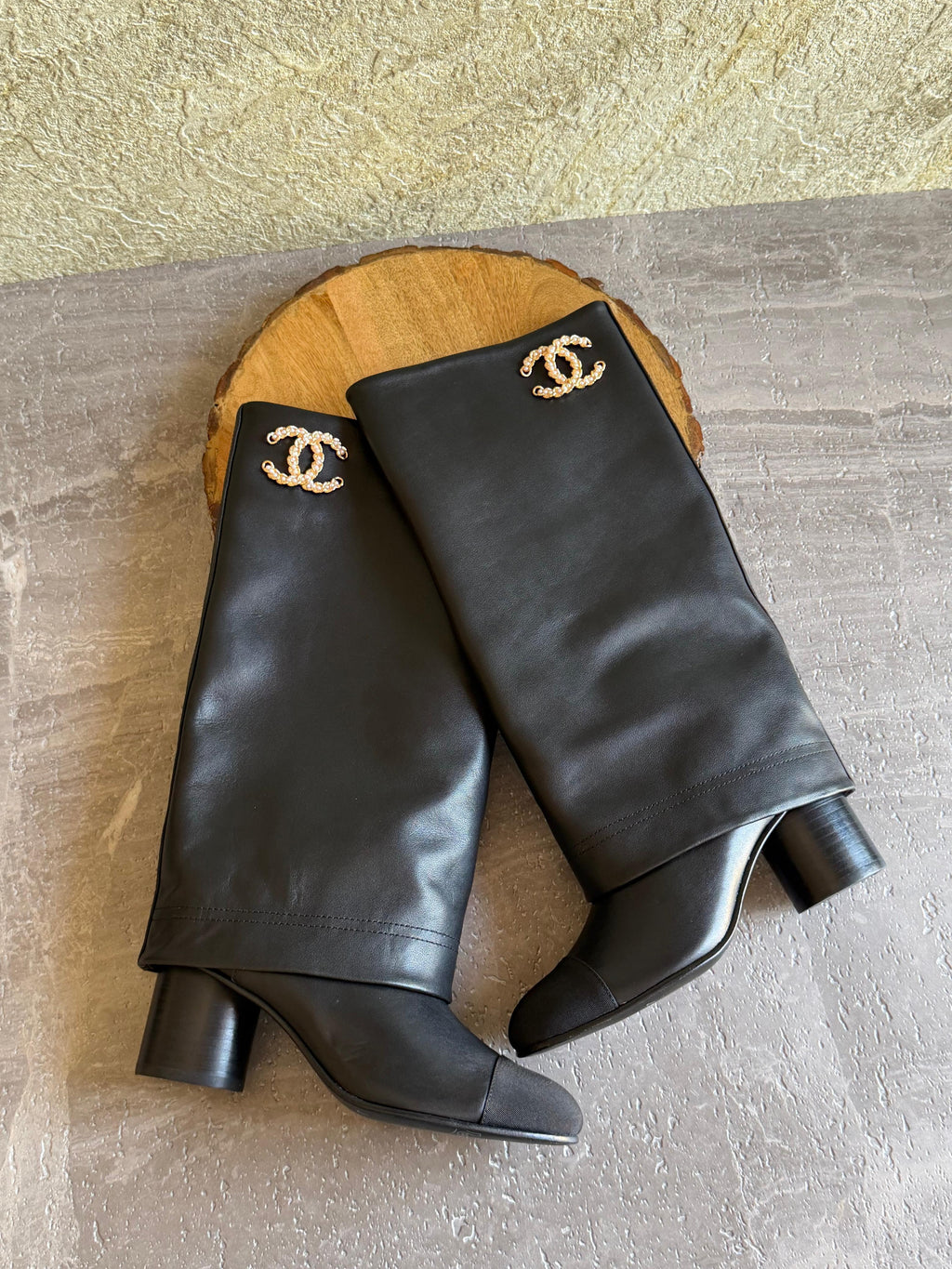 Chanel Fold-Over Turnlock CC Knee-High Boot
