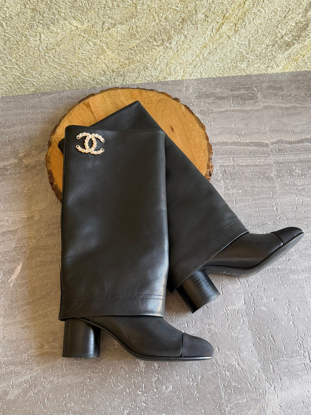 Chanel Fold-Over Turnlock CC Knee-High Boot