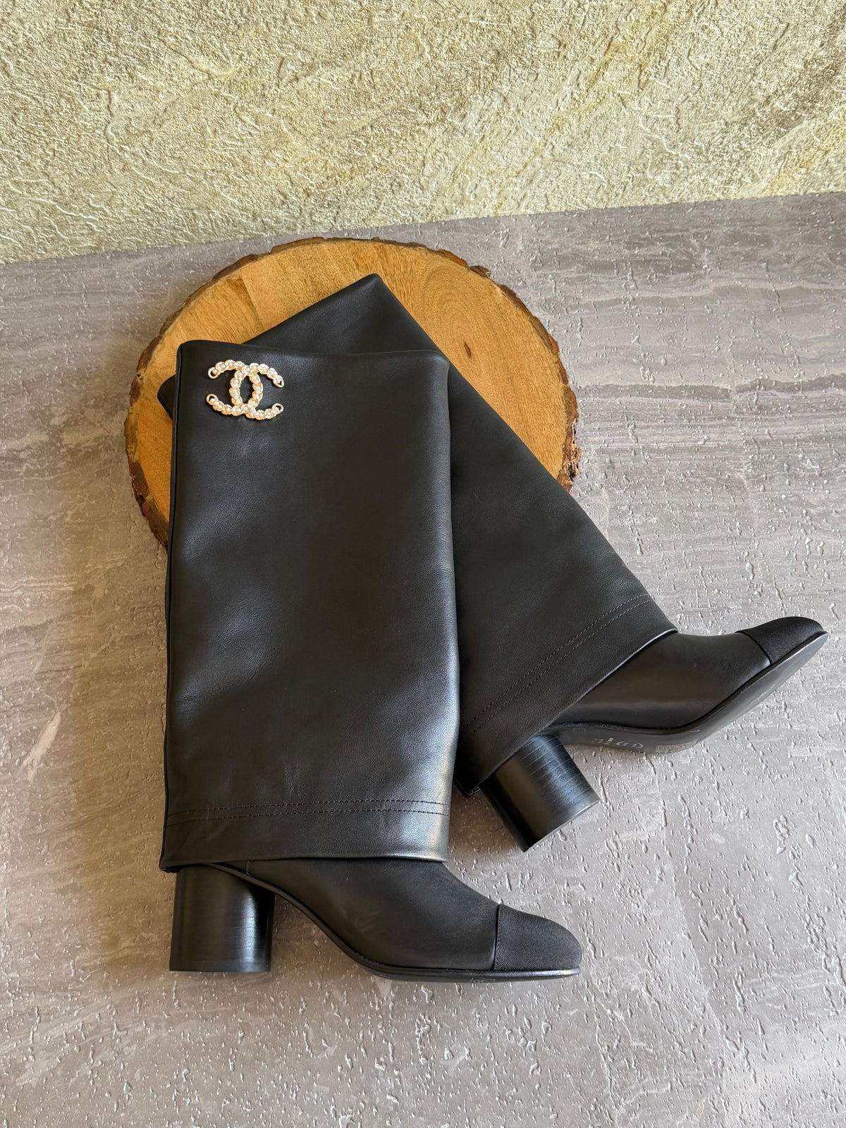 Chanel Fold-Over Turnlock CC Knee-High Boot