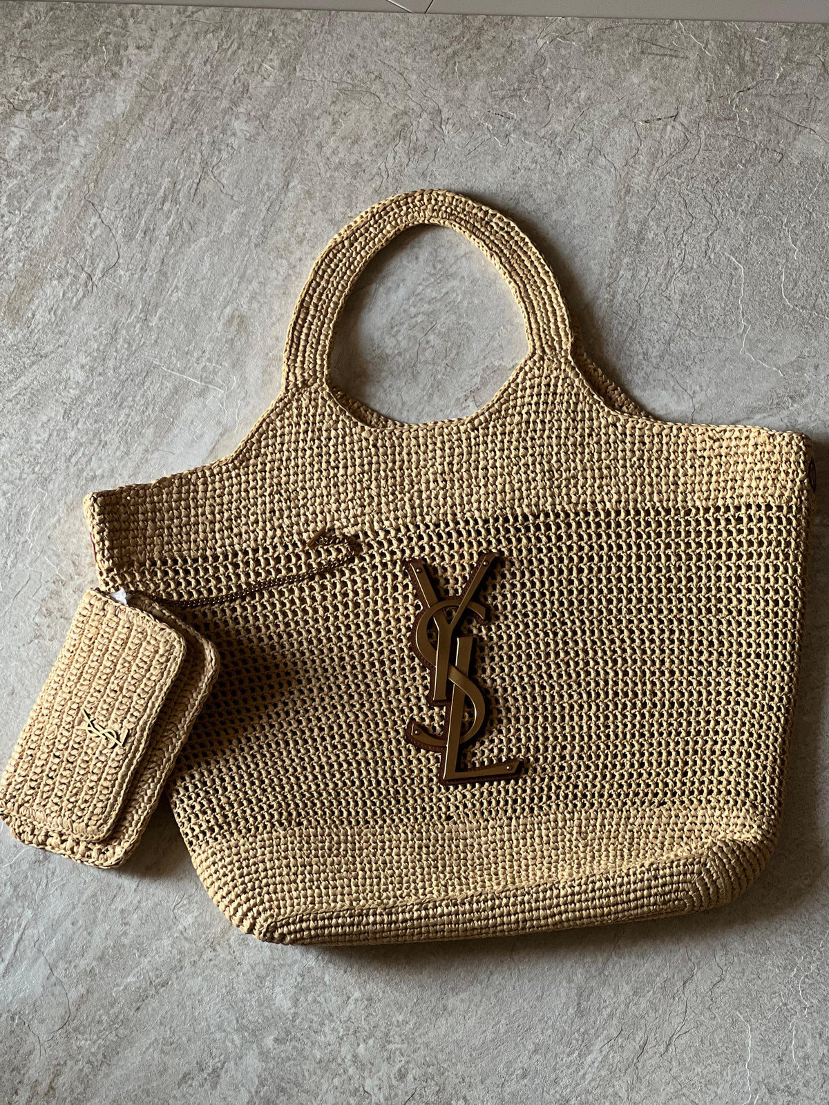 Saint Laurent Icare In Raffia Bag