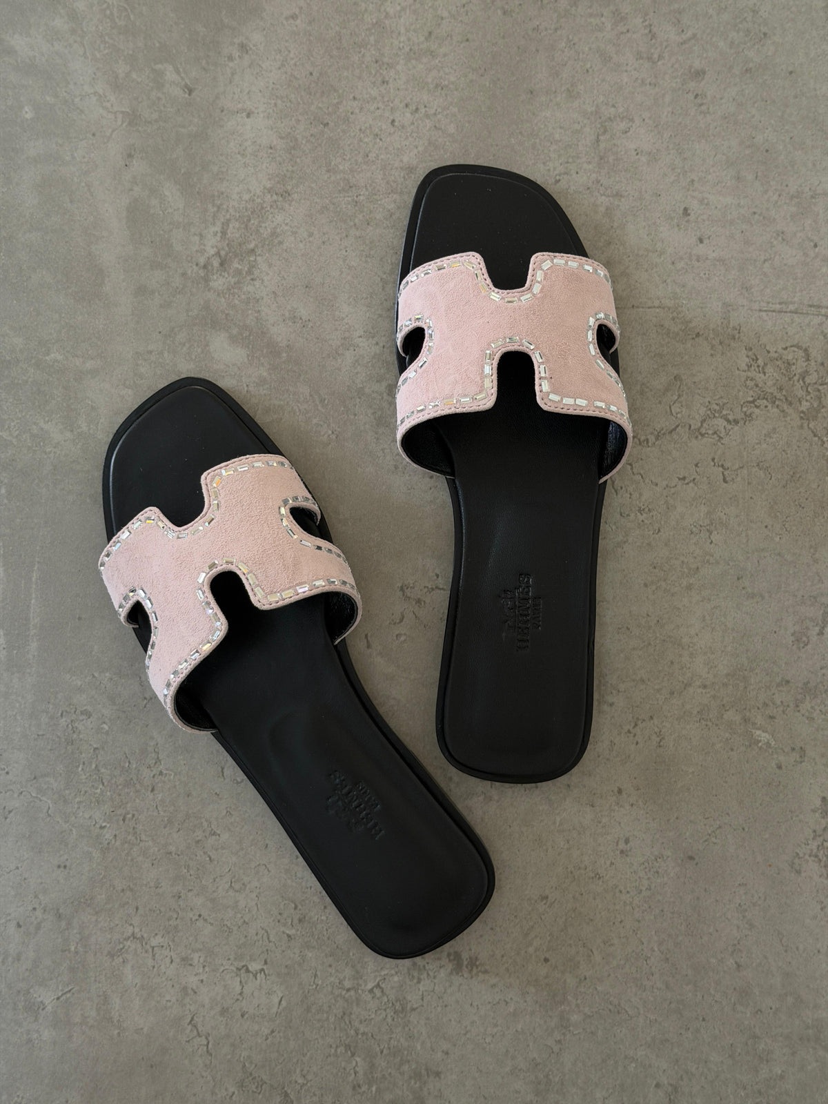 Hermes Suede Goatskin Embellished Oran Sandals - 6