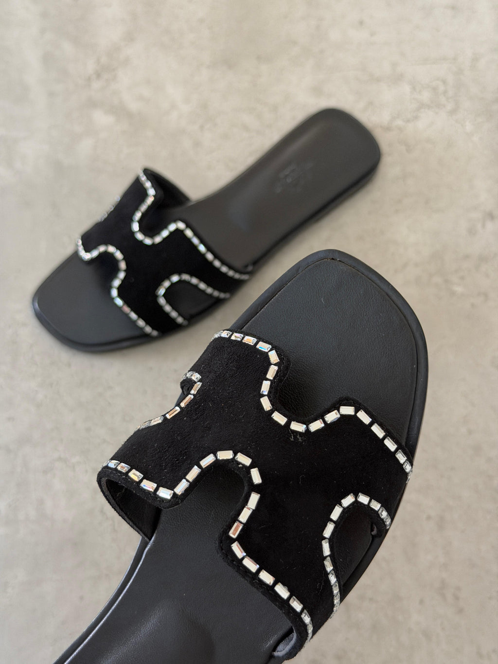 Hermes Suede Goatskin Embellished Oran Sandals - 8
