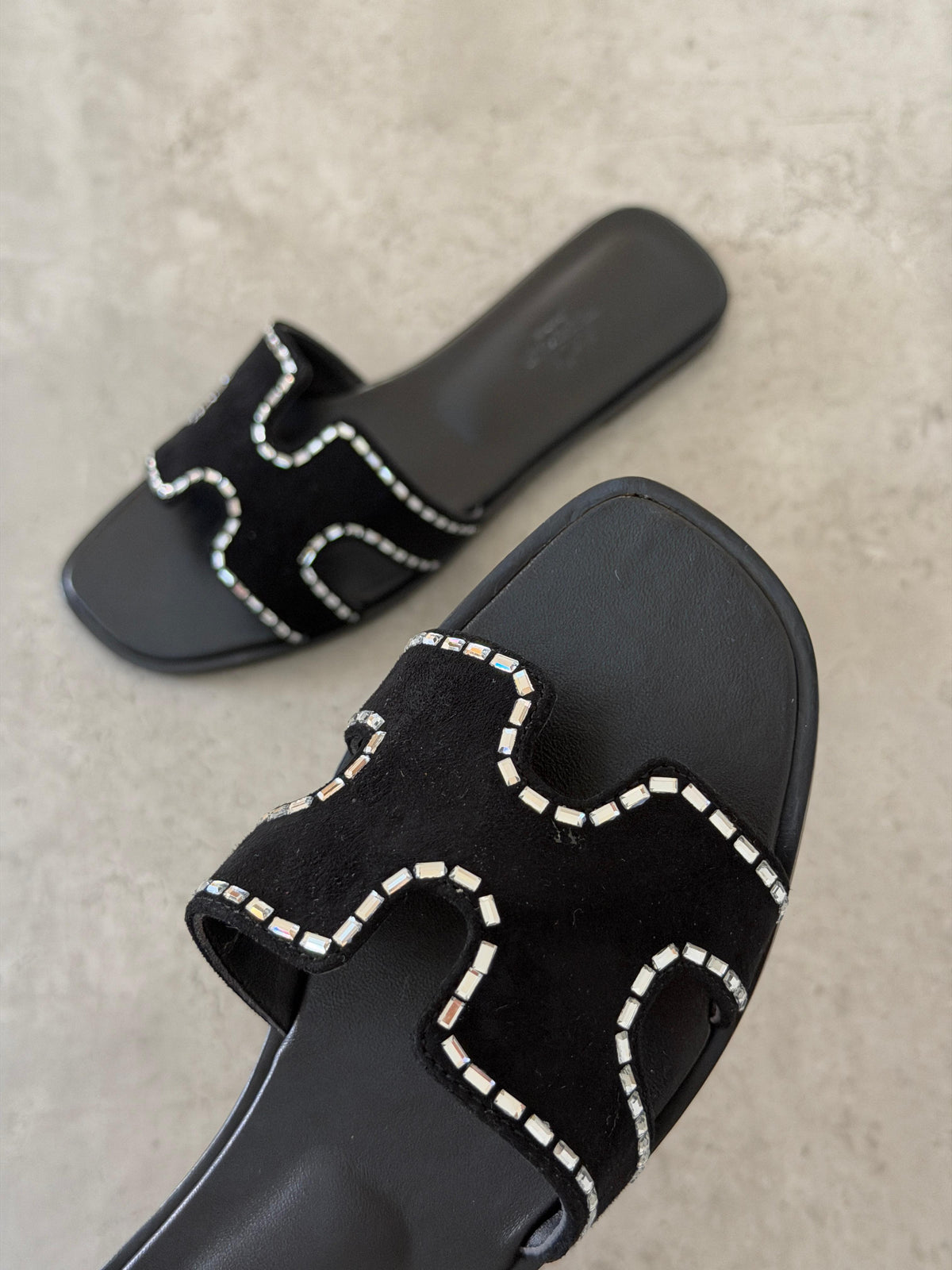 Hermes Suede Goatskin Embellished Oran Sandals - 8