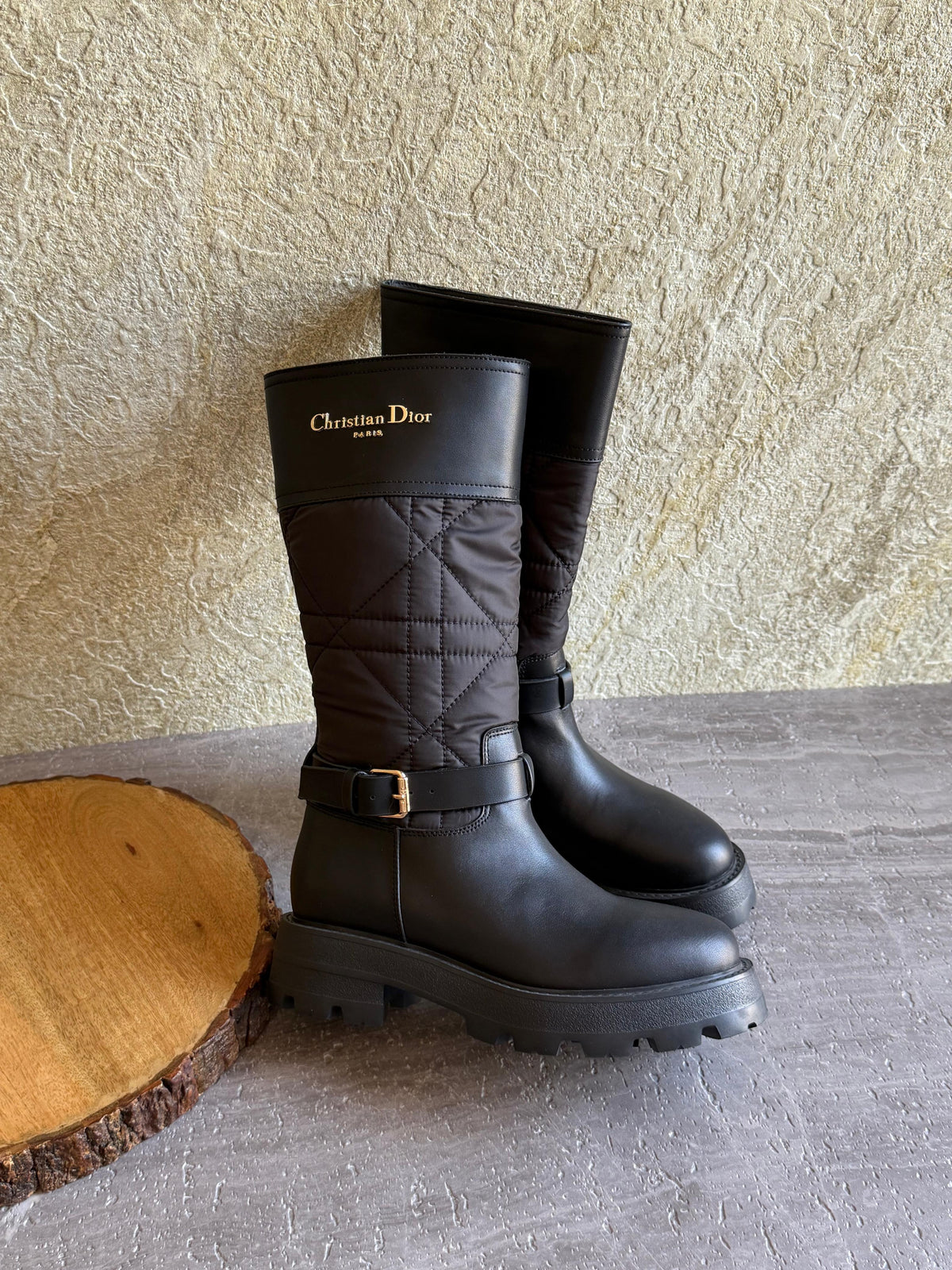 Dior D-Town Boots in Black Calfskin and Nylon
