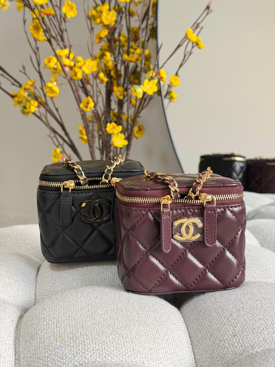 Chanel Quilted Lambskin Pearl Crush Mini Vanity Case