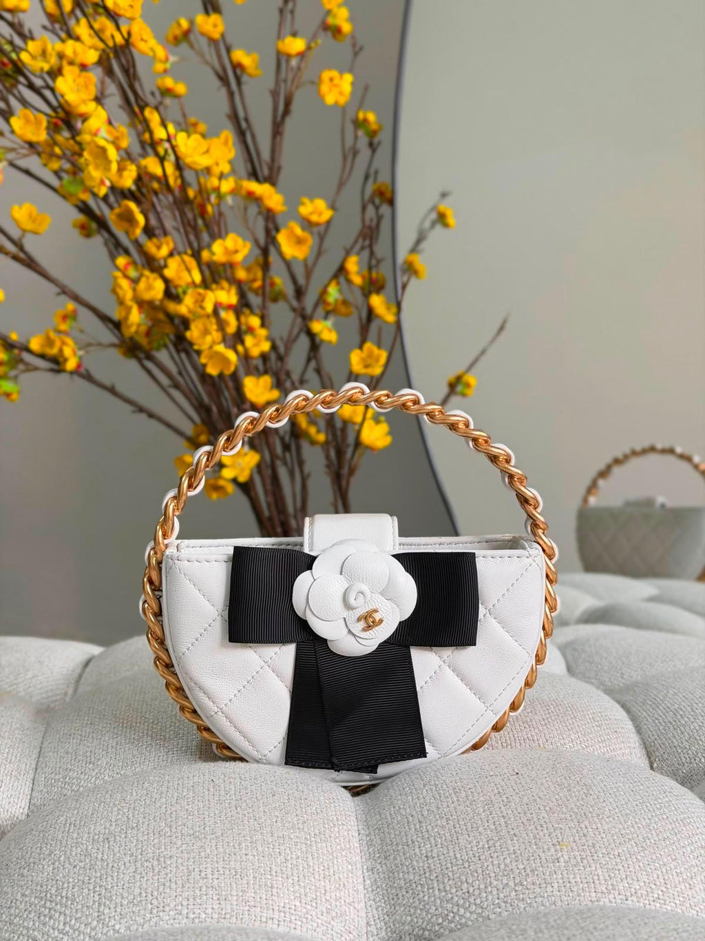 Chanel Round Camellia Hula Hoop Clutch