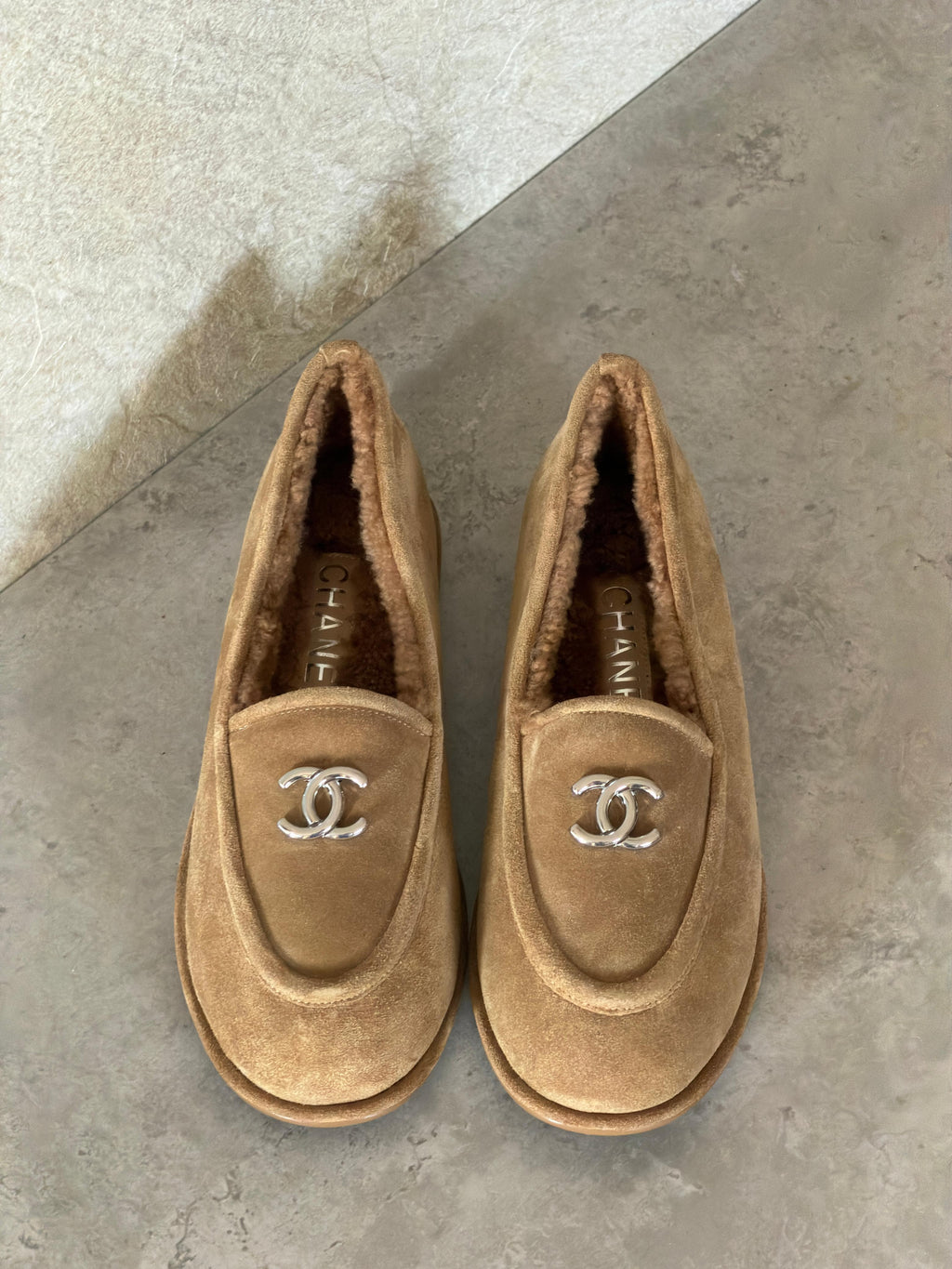 Chanel Suede Kidskin and Shearling Loafers - 7