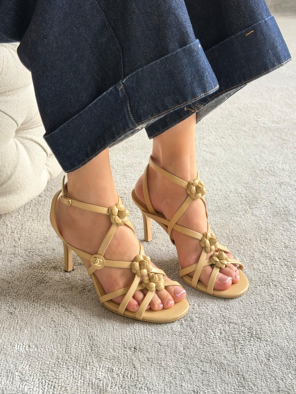 Chanel Camellia Heeled Sandals - 6