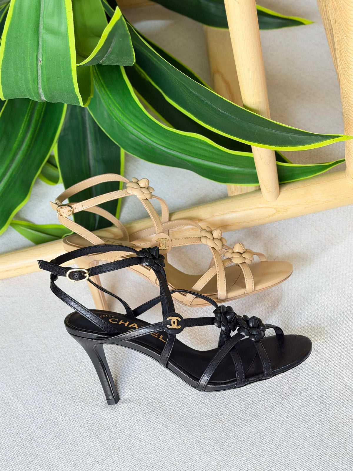 Chanel Camellia Heeled Sandals