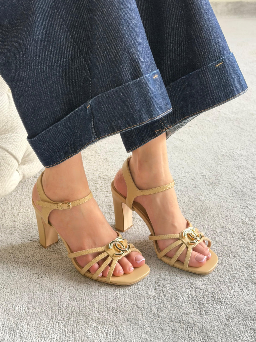 Chanel Lambskin Crystal CC Sandals - 5