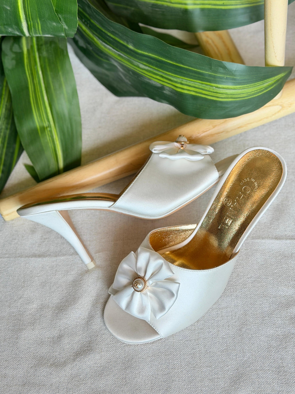 Chanel Satin Pearl Bow Mules - 3