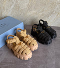 Prada Monolith Crochet Cage Sandals
