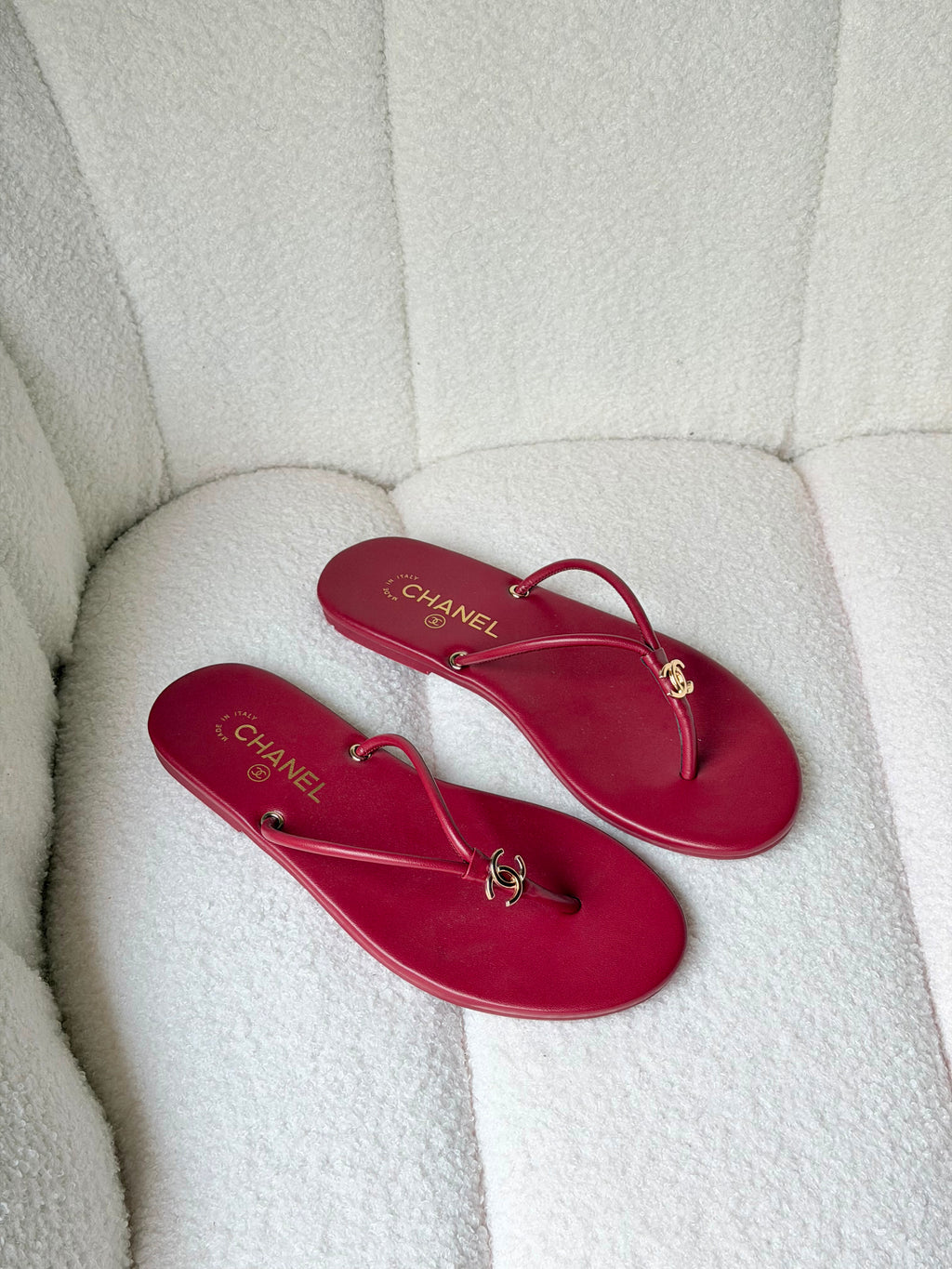 Chanel Thongs Crackled Laminated Calfskin