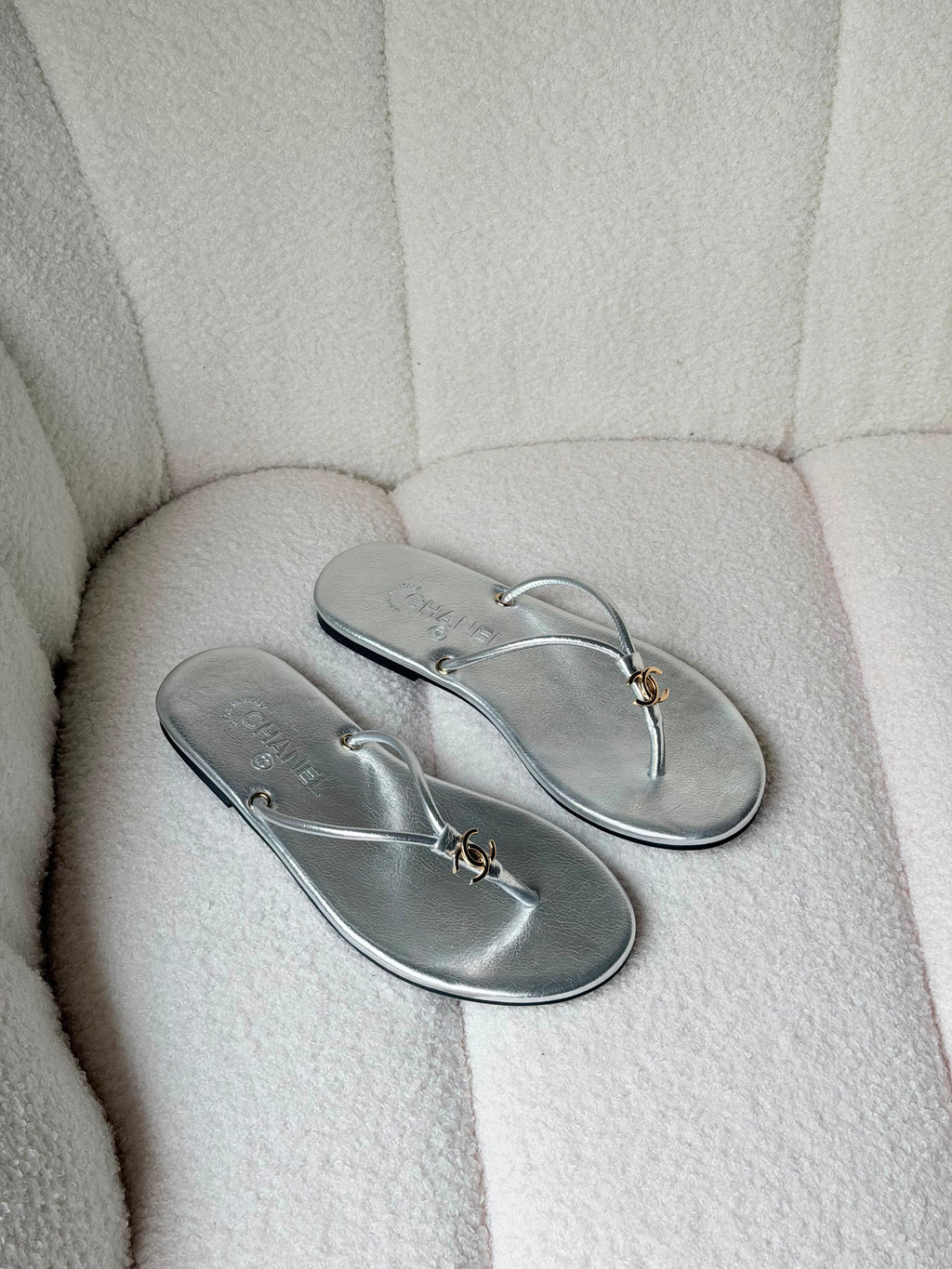 Chanel Thongs Crackled Laminated Calfskin - 3
