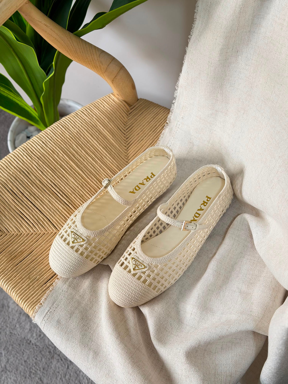 Prada Ivory Crochet Ballerinas - 2
