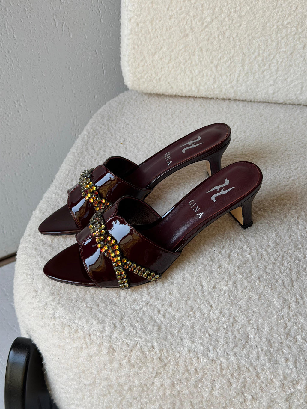 Gina Celine Mules in Chestnut Patent - 2