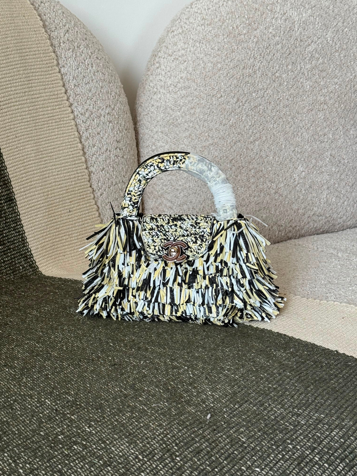 Chanel Raffia Fringe Nano Kelly Shopper Bag - 2