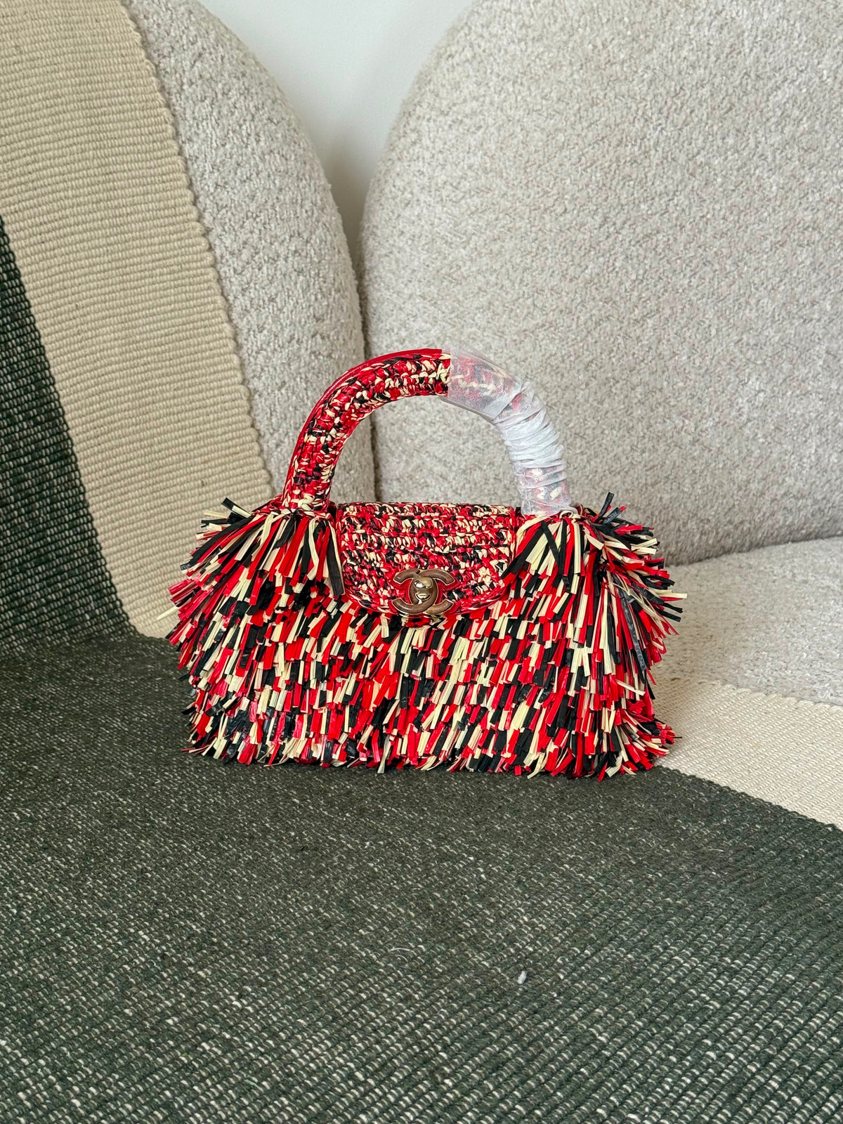 Chanel Raffia Fringe Nano Kelly Shopper Bag - 3
