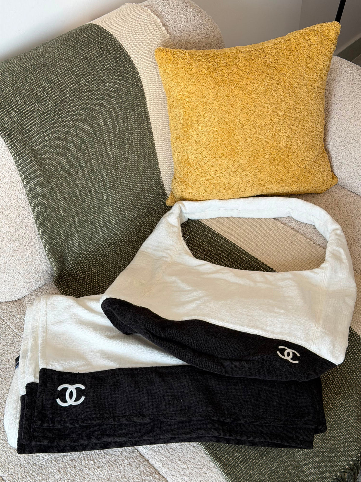 Chanel Terry Cloth CC Beach Bag and Towel Set