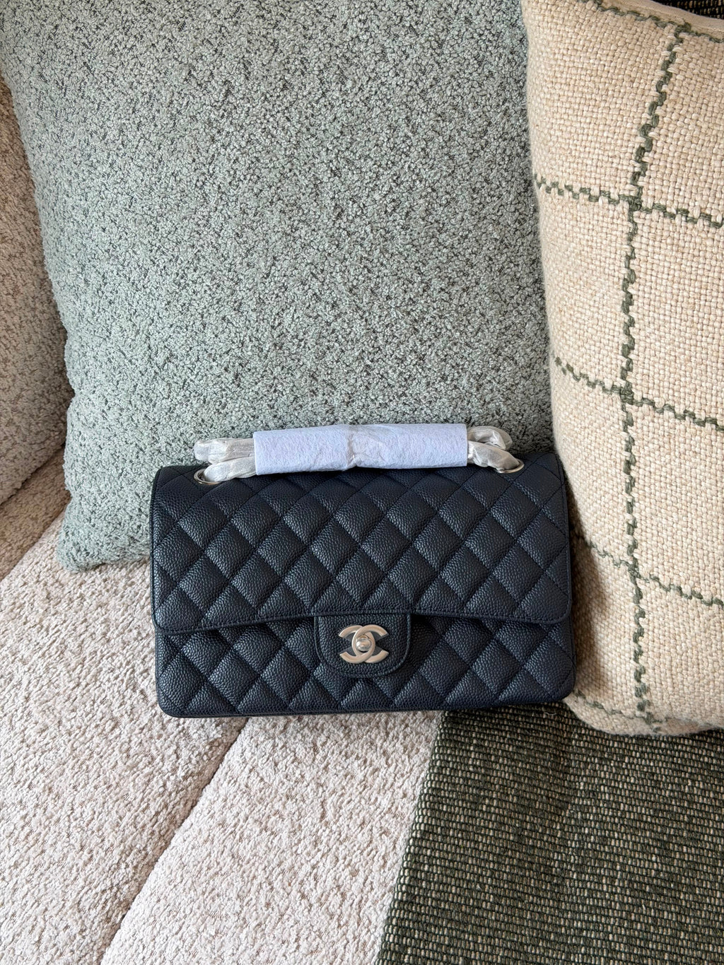 Chanel Medium Classic Double Flap Bag Silver Hardware - 5