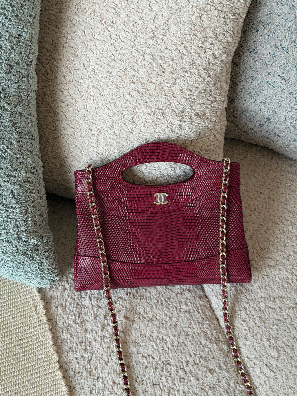 Chanel Clutch with chain Lizard Embossed Calfskin