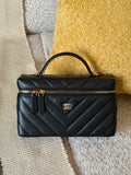 Chanel Shiny Caviar Quilted Sleek Chevron Vanity