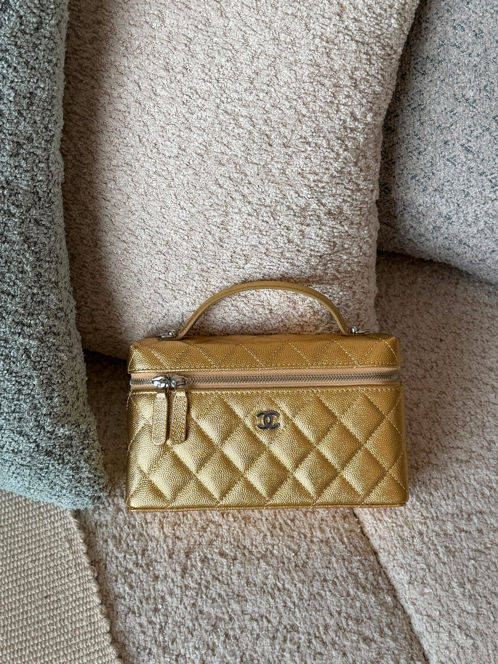 Chanel Vanity Case Slim Quilted Caviar Leather Bag