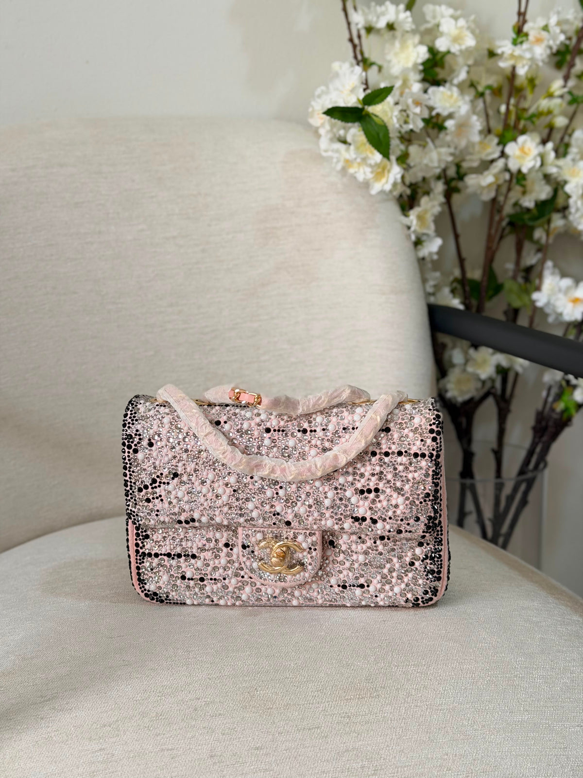 Chanel Sequins and Satin Mini Square Classic Flap Bag - 4