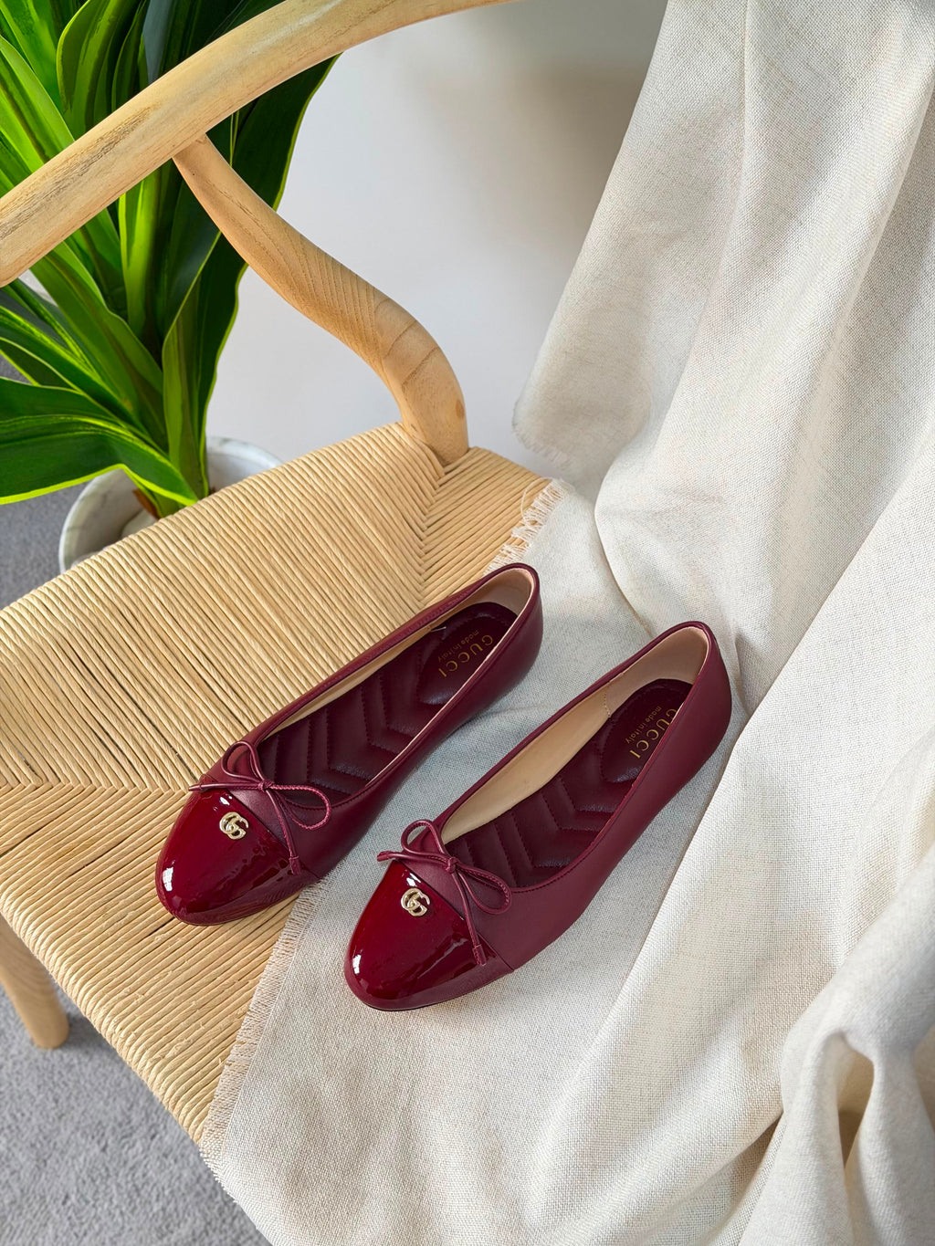 Gucci Burgundy GG Ballerina Flats - 2