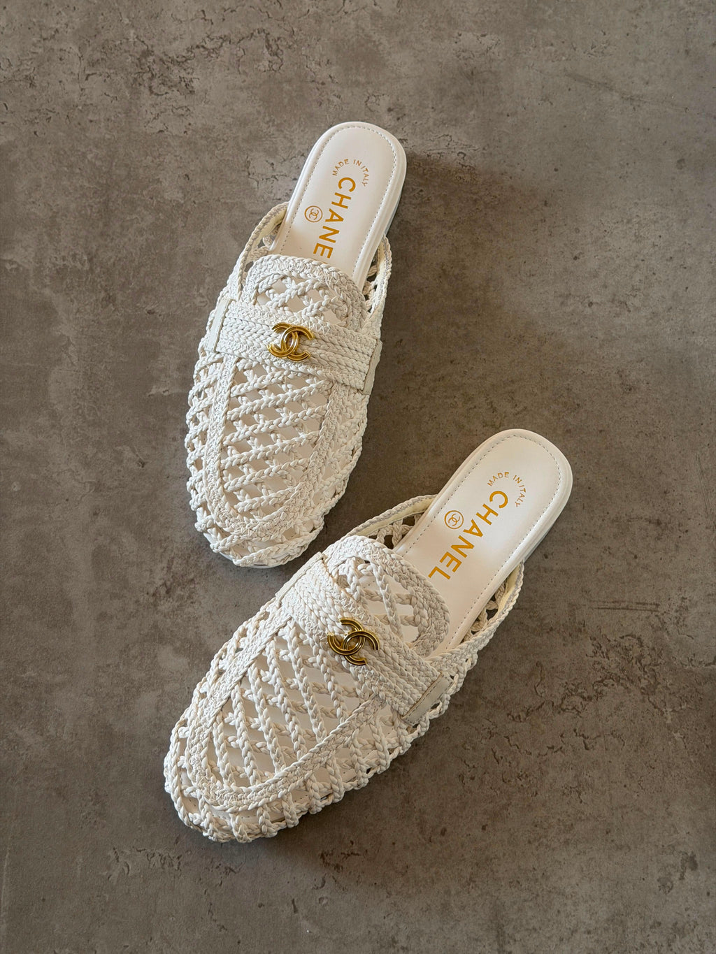 Chanel Braided Lambskin Mules