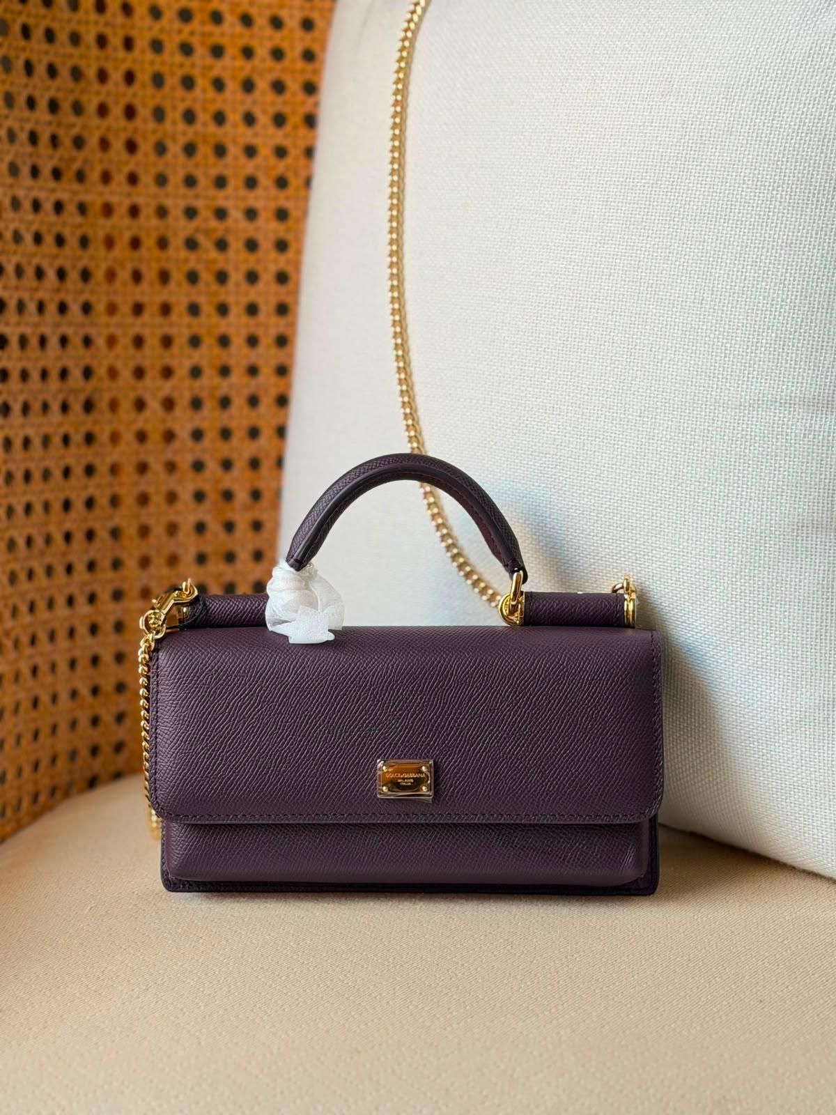 Dolce & Gabbana Leather Sicily Wallet on Chain Bag - 3