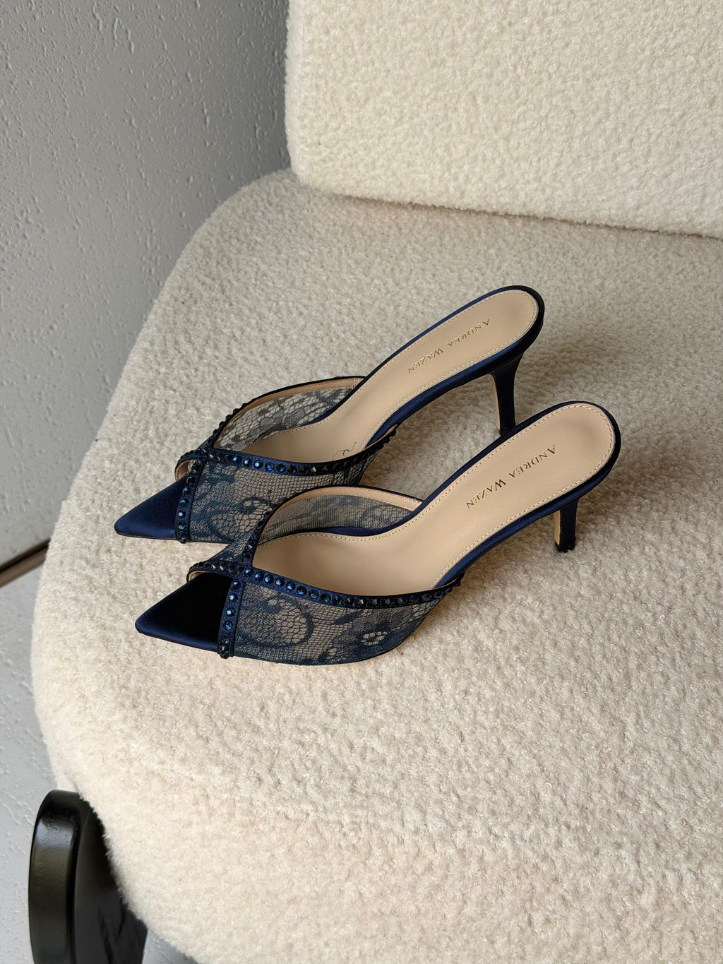 Andrea Wazen Katy 75 Lace Mules - 11