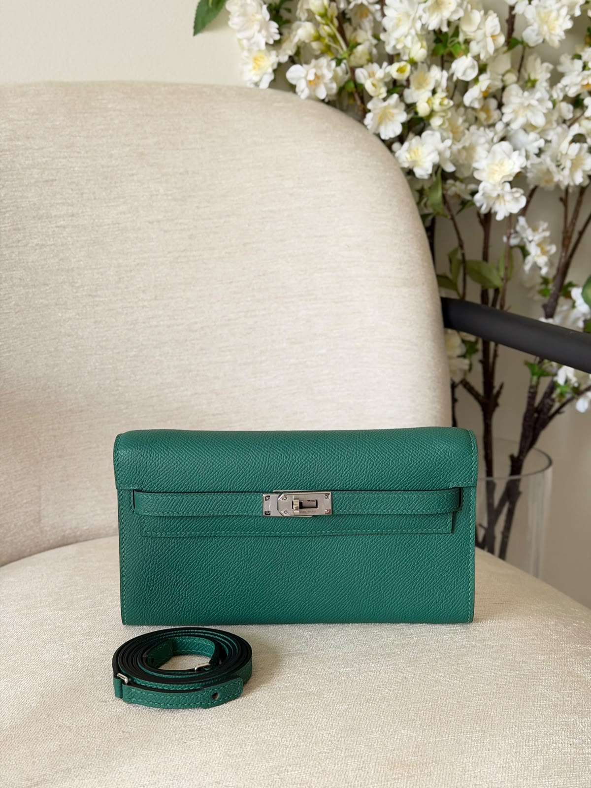 Hermes Kelly To Go Wallet Bag (Silver Hardware)